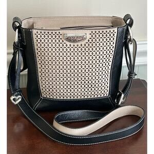 Brighton Black and Cream Woven Crossbody Bag